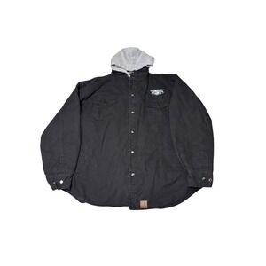 DB Workwear Philadelphia Eagles Quilted Lined Hooded Shirt Jacket Mens 3XL Black